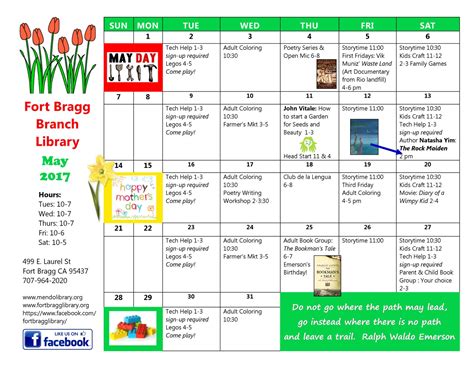 May Events Calendar .
